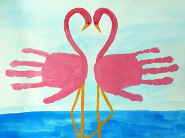 Huella de mano - flamencos Huella de mano - flamencos